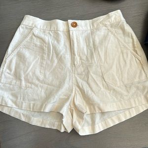 Roxy Linen White Cream Shorts